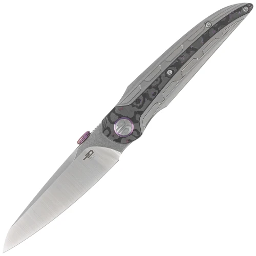 Nóż składany Bestech Prydwen Grey Titanium/Purple Haze Fat Carbon, Stonewashed/Satin MagnaCut by Kombou (BT2409A)-1 56372