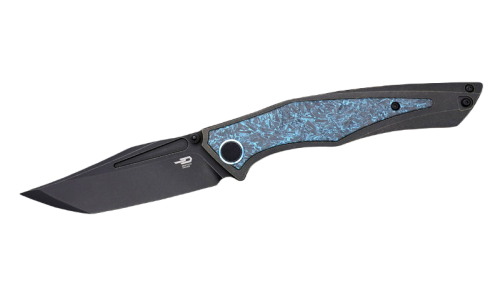Nóż składany Bestech Togatta Black Titanium/Black-Blue Carbon Fiber, Black Stonewashed M390 by Koens Craft (BT2102H)-1 56378