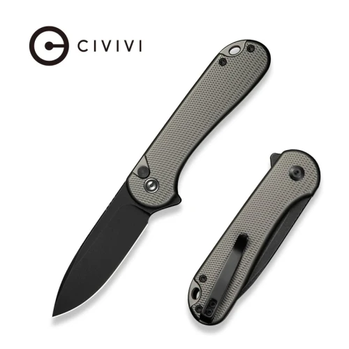 Nóż składany Civivi Button Lock Elementum II Gray Aluminium, Black Stonewashed Nitro-V (C18062PD-1)-1 56542