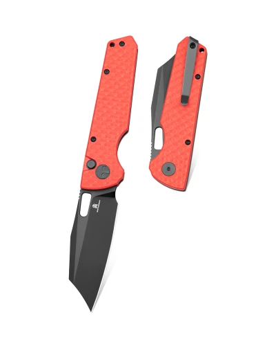 Nóż składany Bestechman Guardian Red G10 w/ Carbon Fiber Pattern, Black PVD D2 (BMK11F)-1 56731