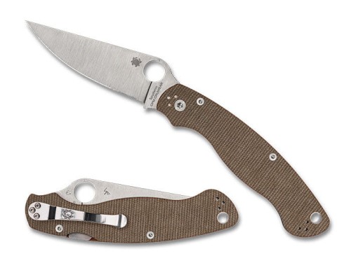 Nóż składany Spyderco Military 2 Brown Canvas Micarta, Satin Cru-Wear by Sal i Eric Glesser (C36MPCW2)-1 57586