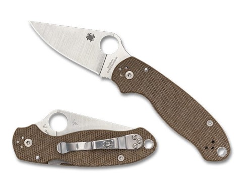 Nóż składany Spyderco Para 3 Brown Canvas Micarta, Satin Cru-Wear by Sal i Eric Glesser (C223MPCW)-1 57587