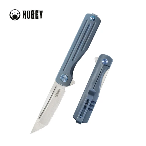 Nóż składany Kubey Musō Blue Titanium, Belt Satin M390 by Tiguass (KB244B)-1 57719