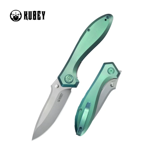 Nóż składany Kubey Ruckus Green Titanium, Beadblasted CPM 20CV by Sherif Manganas (KB314S)-1 57724