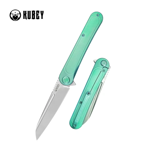 Nóż składany Kubey Dandy Green Titanium, Sandblasted CPM S90V by Maksym Tkachuk (KB247F)-1 57728