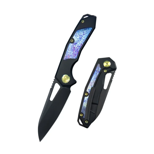 Nóż składany Kubey KB Knives Vagrant Black Titanium/Timascus, Black DLC CPM S35V by Maksim Tkachuk (KB284I)-1 57741