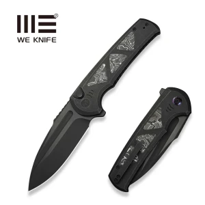 Nóż składany WE Knife Sylox Black Titanium/Aluminum Foil Carbon Fiber, Black Stonewashed/Black Brushed M390 (WE24027-1)