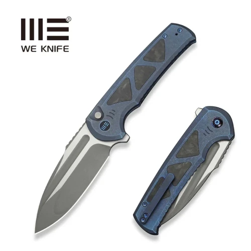 Nóż składany WE Knife Sylox Blue Titanium/Shredded Carbon Fiber, Gray Stonewashed/Satin M390 (WE24027-2)-1 57875