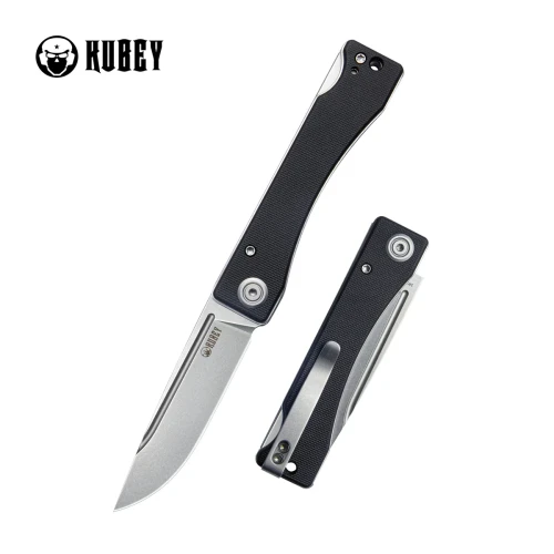 Nóż składany Kubey Akino Black G10, Beadblasted 14C28N by Tiguass (KU2102A)-1 57933