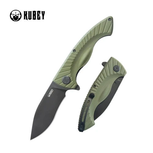 Nóż składany Kubey Timberwolf Green G10, Blackwashed 14C28N (KU208J)-1 57934