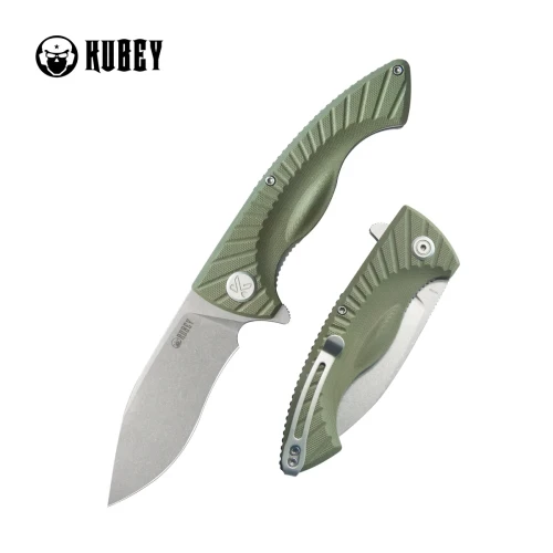 Nóż składany Kubey Timberwolf Green G10, Stonewashed 14C28N (KU208F)-1 57938