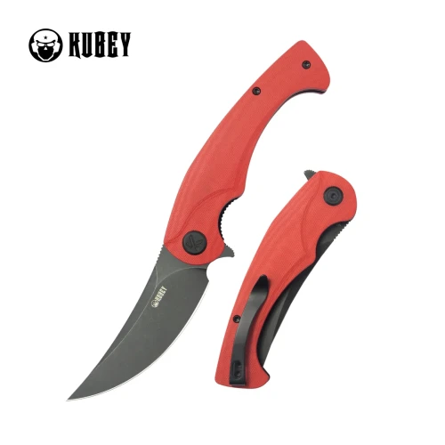 Nóż składany Kubey Scimitar Red G10, Blackwashed 14C28N (KU173O)-1 57941