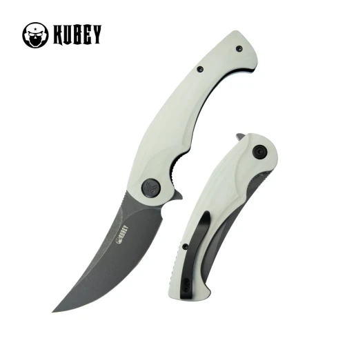 Nóż składany Kubey Scimitar White G10, Blackwashed 14C28N (KU173J)-1 57944