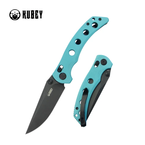 Nóż składany Kubey Hound Light Blue G10, Blackwashed 14C28N by Maksim Tkachuk (KU172D)-1 57948