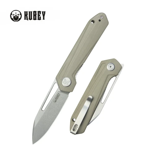 Nóż składany Kubey Royal Tan G10, Stonewashed 14C28N by Colin Maisonpierre (KU321Q)-1 57958