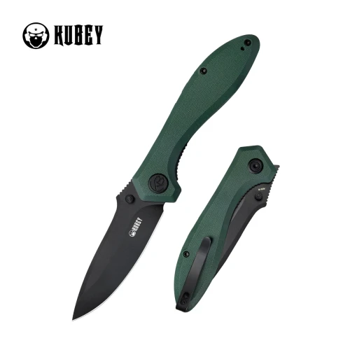 Nóż składany Kubey Ruckus Green G10, Blackwashed AUS-10 by Sherif Manganas (KU314L)-1 57969