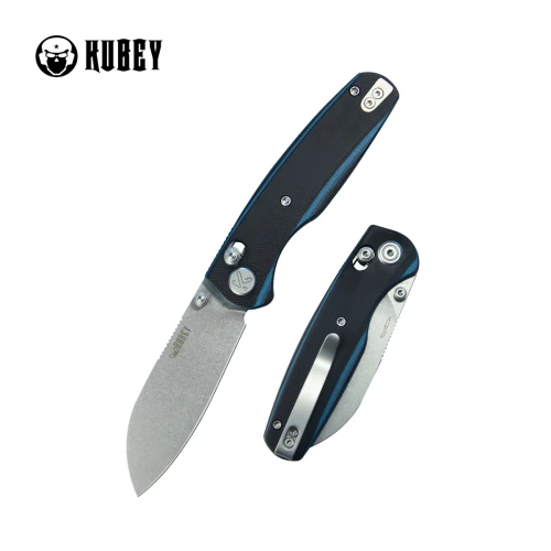 Nóż składany Kubey Breeze Black / Blue G10, Stonewashed 14C26N by Caleb Waldman (KU288D)-1 57974