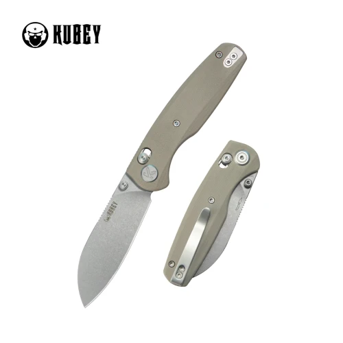 Nóż składany Kubey Breeze Tan G10, Stonewashed 14C26N by Caleb Waltman (KU288C)-1 57975
