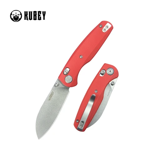 Nóż składany Kubey Breeze Red G10, Stonewashed 14C26N by Caleb Waldman (KU288B)-1 57976