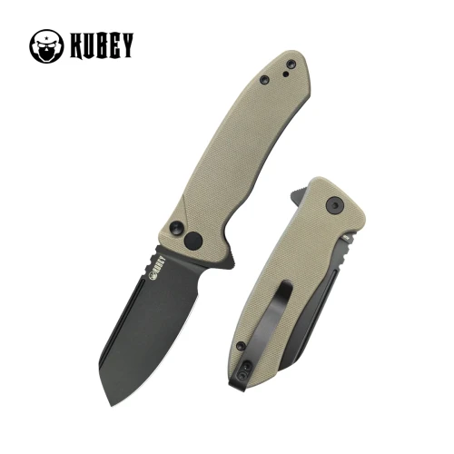 Nóż składany Kubey Creon Tan G10, Blackwashed AUS-10 (KU336I)-1 58010