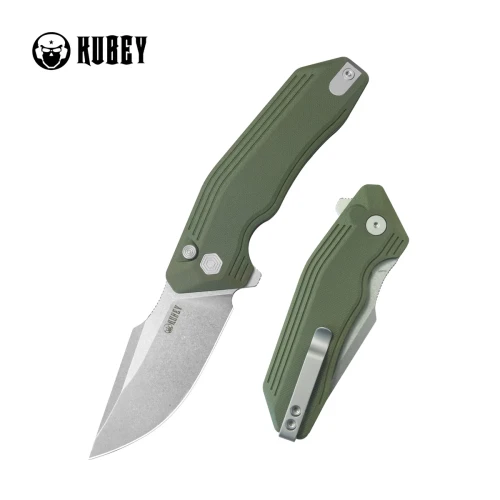 Nóż składany Kubey Basilisk Green G10, Stonewashed 14C28N by Damned Designs (KU391B)-1 58039