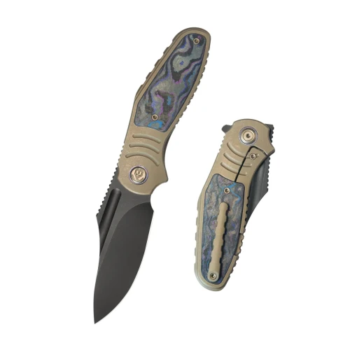 Nóż składany Kubey KB Knives Stroller Bronze Titanium/Damtanium CamoCarbon, Blackwashed CPM 20CV by Utilizator (KB384C)-1 58048