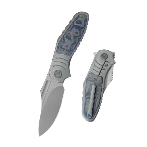 Nóż składany Kubey KB Knives Stroller Gray Titanium/Damtanium CamoCarbon, Darkwashed CPM 20CV by Utilizator (KB384B)-1 58049