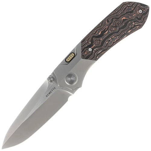 Nóż składany Remette RTPT-D Gray Titanium/Copper Carbon Fiber, Pearlescent M390-1 58056