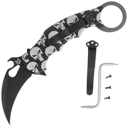Nóż składany Fox The Skull Karambit Black Aluminium, Black N690Co (FX-599 ALB-5)-1 58069