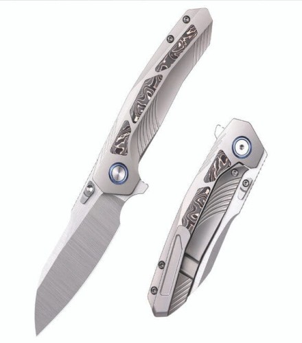 Nóż składany Remette Kestrel Gray Titanium/Copper Foil Carbon Fiber, Satin CPM S35VN (RTPO-C)-1 58096