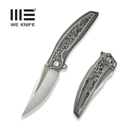 Nóż składany We Knife Quinseris Gray Titanium/Aluminum Foil Carbon, Hand Polished Satin/Gray Stonewashed M390 (WE23093-3)-1 58104