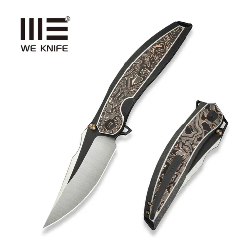 Nóż składany We Knife Quinseris Black Titanium/Copper Foil Carbon, Hand Polished Satin/Black Stonewashed M390 (WE23093-1)-1 58106