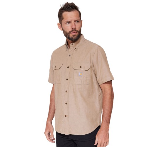Koszula Carhartt Loose Chambray z krótkim rękawem dark tan chambray-1 58527  | 63940