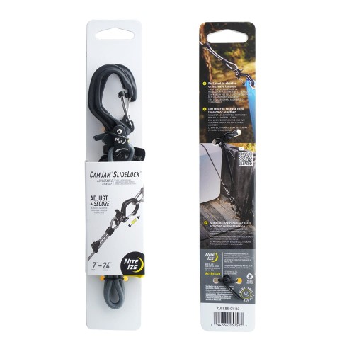 Nite Ize - Elastyczna lina z klamrą CamJam SlideLock - Aluminium - Czarna - CJSLB5-01-R3-1 58671