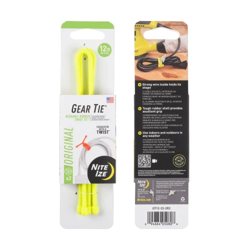 Nite Ize - Elastyczne troki Gear Tie 12'' - Dwupak - Neon Yellow - GT12-33-2R3-1 58676