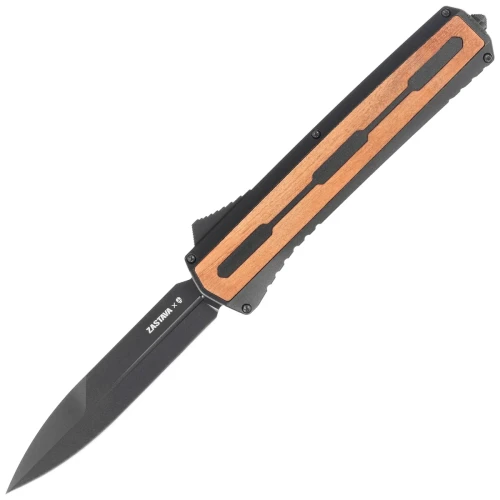 Nóż automatyczny OTF Tekto A7 Zastava D/E Black Aluminium/American Walnut, Black CPM S35VN-1 58751