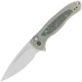 Nóż składany WE Knife Button Lock Kitefin LE No 103/157 Green Titanium/Jungle Wear Fat Carbon, Hand Polished Satin CPM 20CV (WE19002N-2)-1 58754