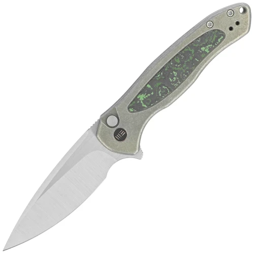 Nóż składany WE Knife Button Lock Kitefin LE No 103/157 Green Titanium/Jungle Wear Fat Carbon, Hand Polished Satin CPM 20CV (WE19002N-2)-1 58754