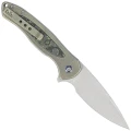Nóż składany WE Knife Button Lock Kitefin LE No 103/157 Green Titanium/Jungle Wear Fat Carbon, Hand Polished Satin CPM 20CV (WE19002N-2)-3 58754