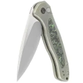 Nóż składany WE Knife Button Lock Kitefin LE No 103/157 Green Titanium/Jungle Wear Fat Carbon, Hand Polished Satin CPM 20CV (WE19002N-2)-6 58754
