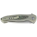 Nóż składany WE Knife Button Lock Kitefin LE No 103/157 Green Titanium/Jungle Wear Fat Carbon, Hand Polished Satin CPM 20CV (WE19002N-2)-7 58754