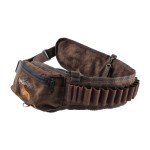 Pas na amunicje zamszowy z kieszeniami PZ001 brąz, haft jelen ryczy czarny