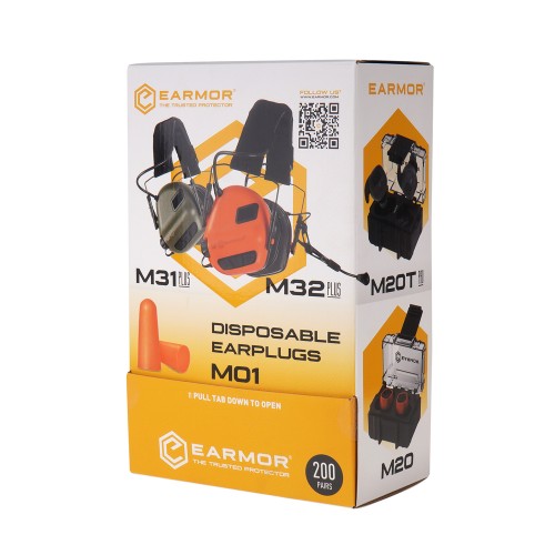 Earmor - Piankowe zatyczki do uszu MaxDefense - 200 par - M01 Packaging-1 59141