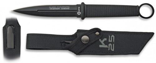 Nóż K25 Botero Dagger Black Rubber, Black Titanium 7Cr17Mov (31892)-1 59848 