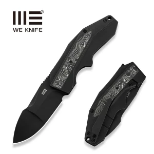 Nóż składany WeKnife Coral Black Titanium/Aluminium Foil Carbon Fiber, Black Stonewashed CPM 20CV by Gustavo T. Cecchini (WE24044-1)