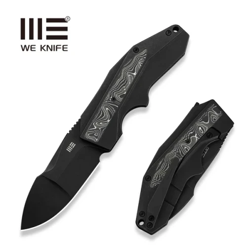 Nóż składany WeKnife Coral Black Titanium/Aluminium Foil Carbon Fiber, Black Stonewashed CPM 20CV by Gustavo T. Cecchini (WE24044-1)-1 59948 
