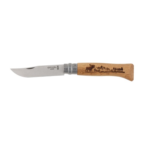 Nóż składany Opinel 8 inox dąb seria Animal - łoś- 60031 