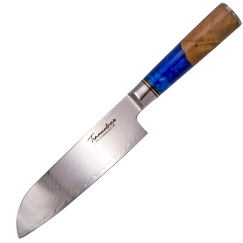 Nóż Kuchenny Tramuntana Decor Habitat Santoku Stabilized Wood/Epoxy, VG10 Damascus (TK-CD03)-1 60306 