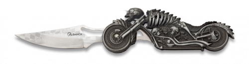 Nóż składany z latarką Martinez Albainox Moto Skeleton Gray Zamak, Laser Ornament 3Cr13Mov (18063)-1 60477 
