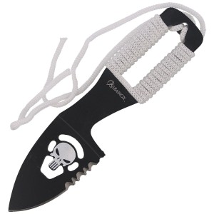Nóż na szyję Martinez Albainox Skull Neck Knife White Cord, Black 3Cr13Mov (32450)